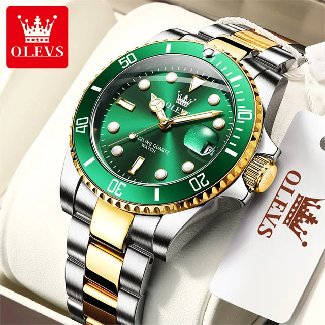 OLEVS — Montre Homme Luxe Acier Date Automatique