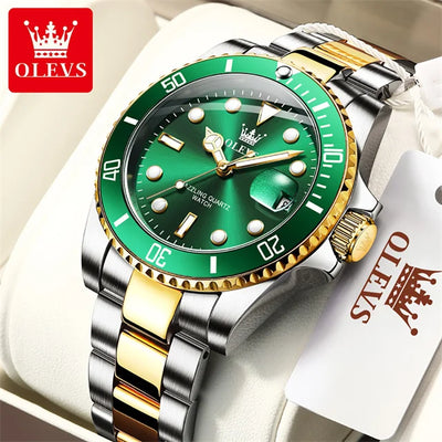 OLEVS — Montre Homme Luxe Acier Date Automatique