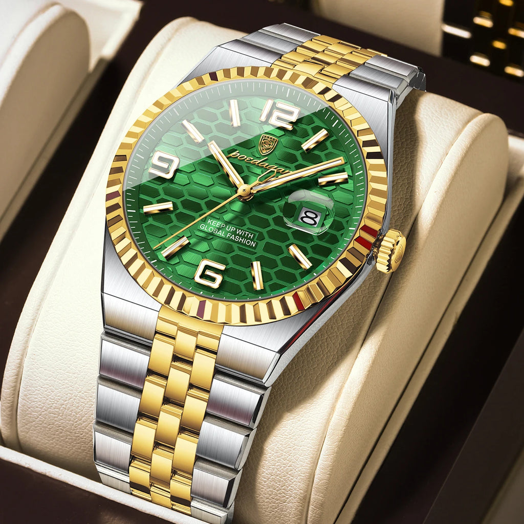 POEDAGAR — Montre Homme Lumineuse Acier Étanche