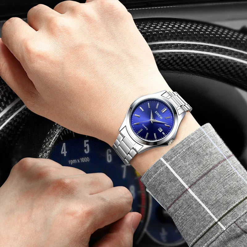 XINEW — Montre Homme Minimaliste Acier Calendrier