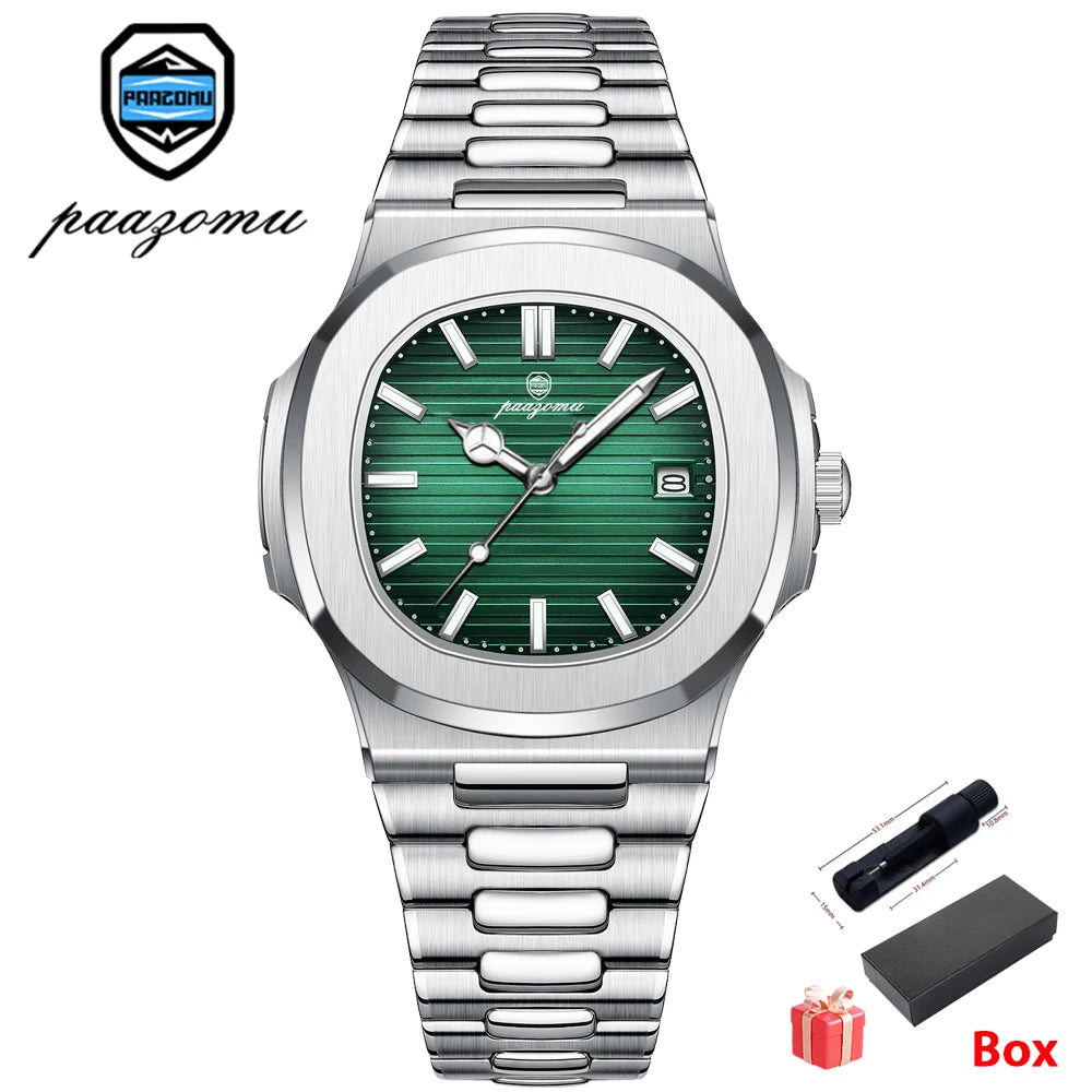 PAAZOMU — Montre Diver Carrée Lumineuse 5 Bars