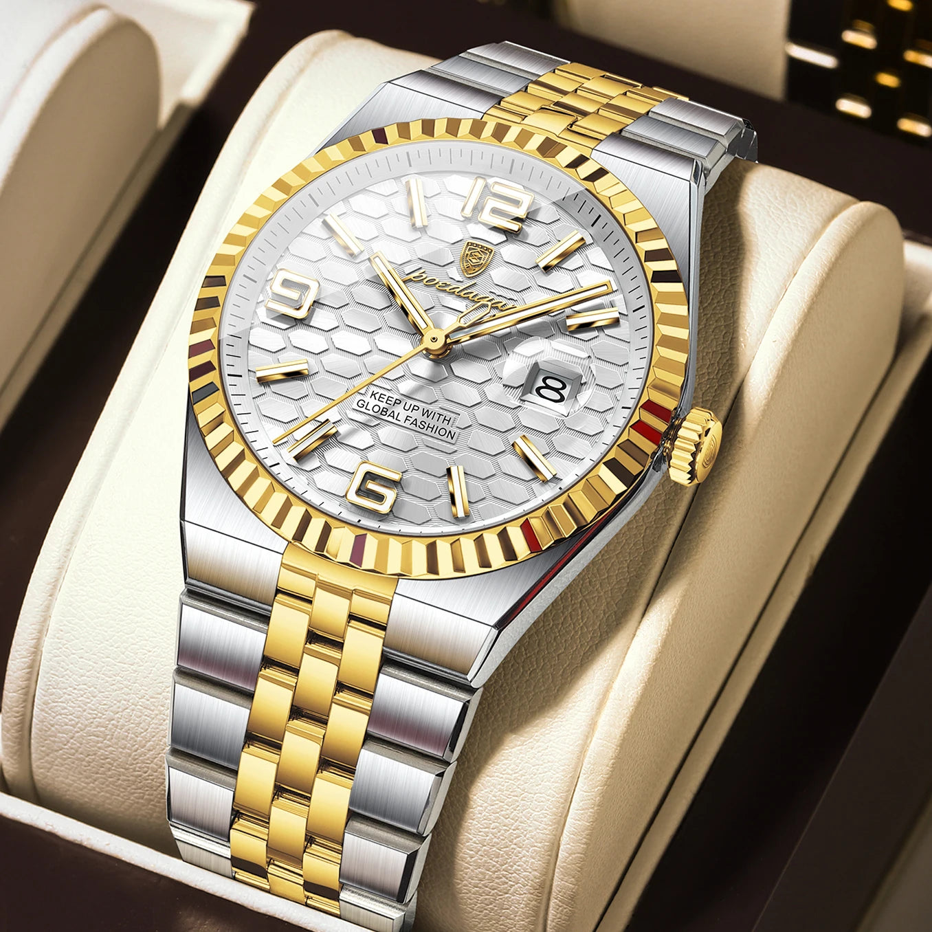 POEDAGAR — Montre Homme Lumineuse Acier Étanche