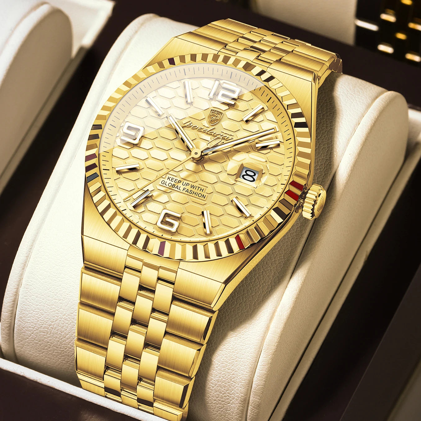 POEDAGAR — Montre Homme Lumineuse Acier Étanche