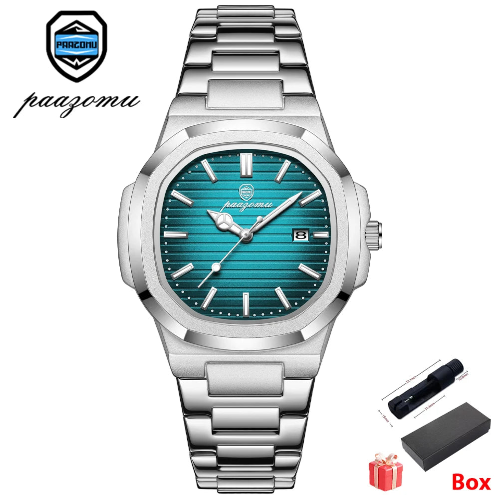 PAAZOMU — Montre Diver Carrée Lumineuse 5 Bars