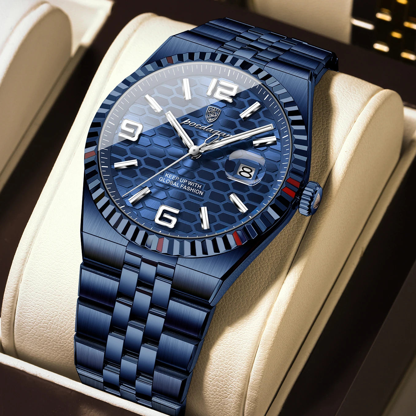 POEDAGAR — Montre Homme Lumineuse Acier Étanche