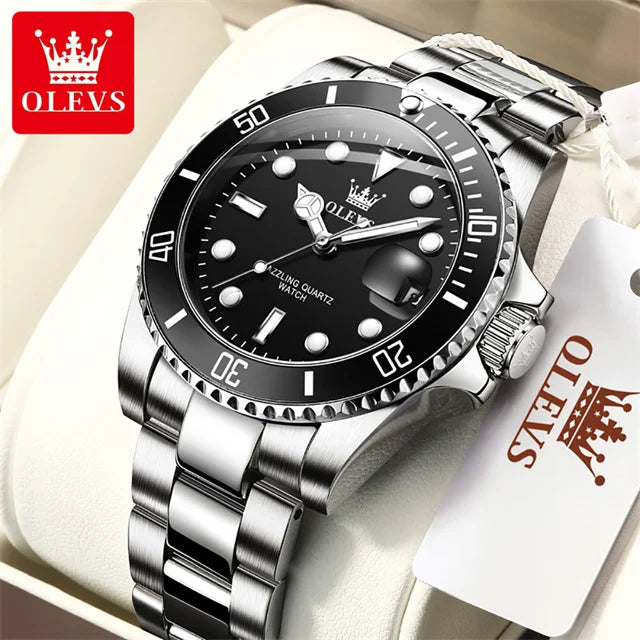 OLEVS — Montre Homme Luxe Acier Date Automatique
