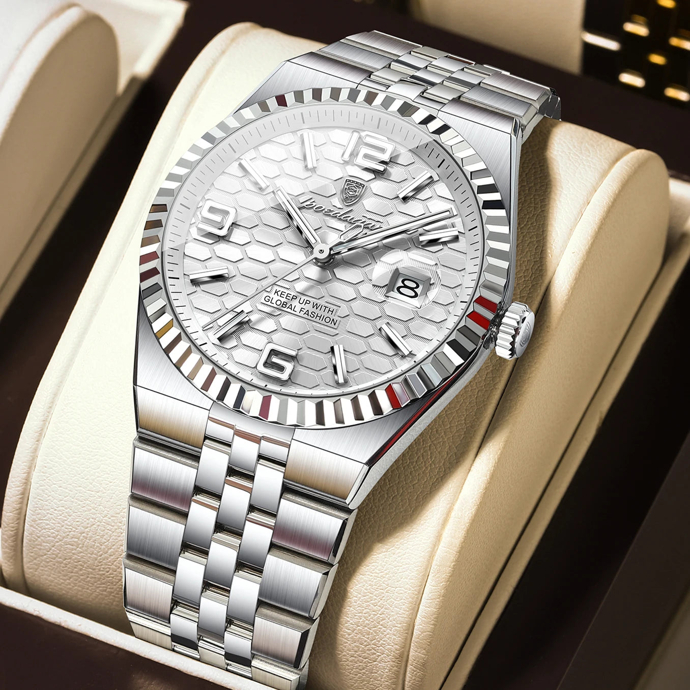 POEDAGAR — Montre Homme Lumineuse Acier Étanche