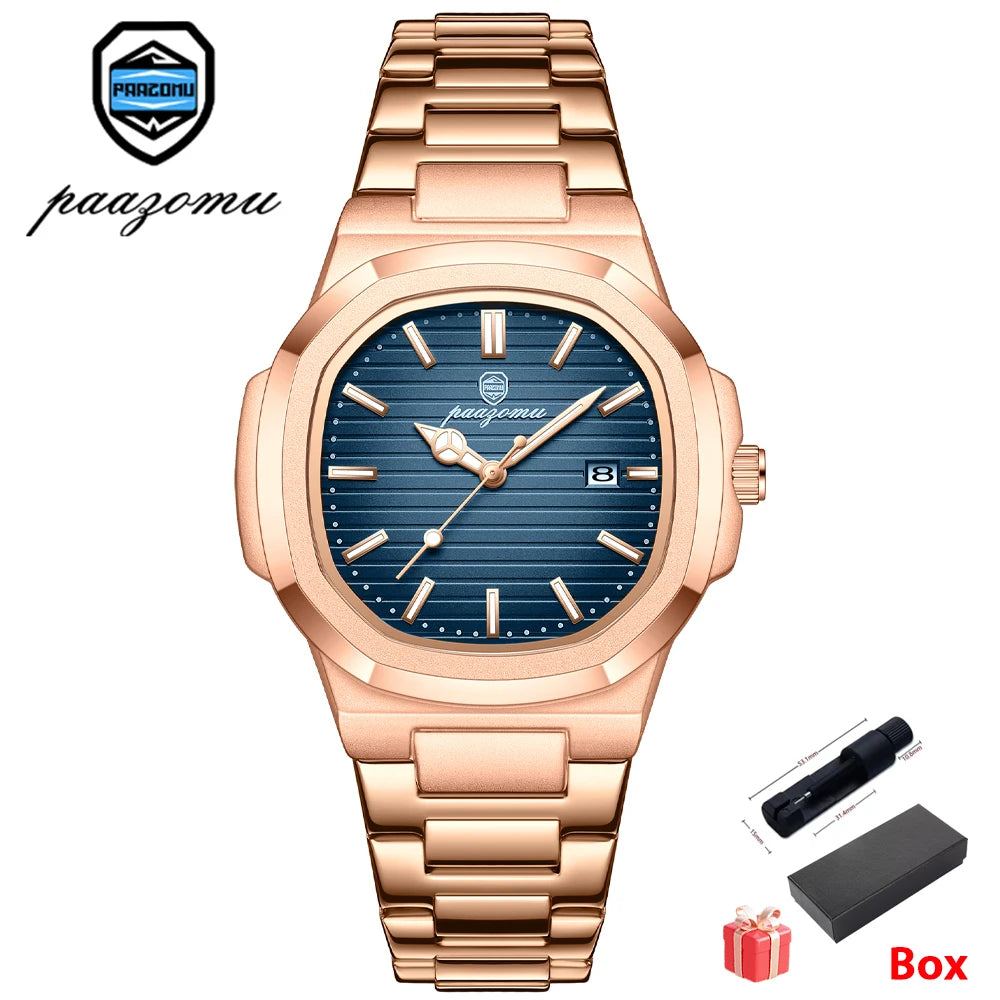 PAAZOMU — Montre Diver Carrée Lumineuse 5 Bars