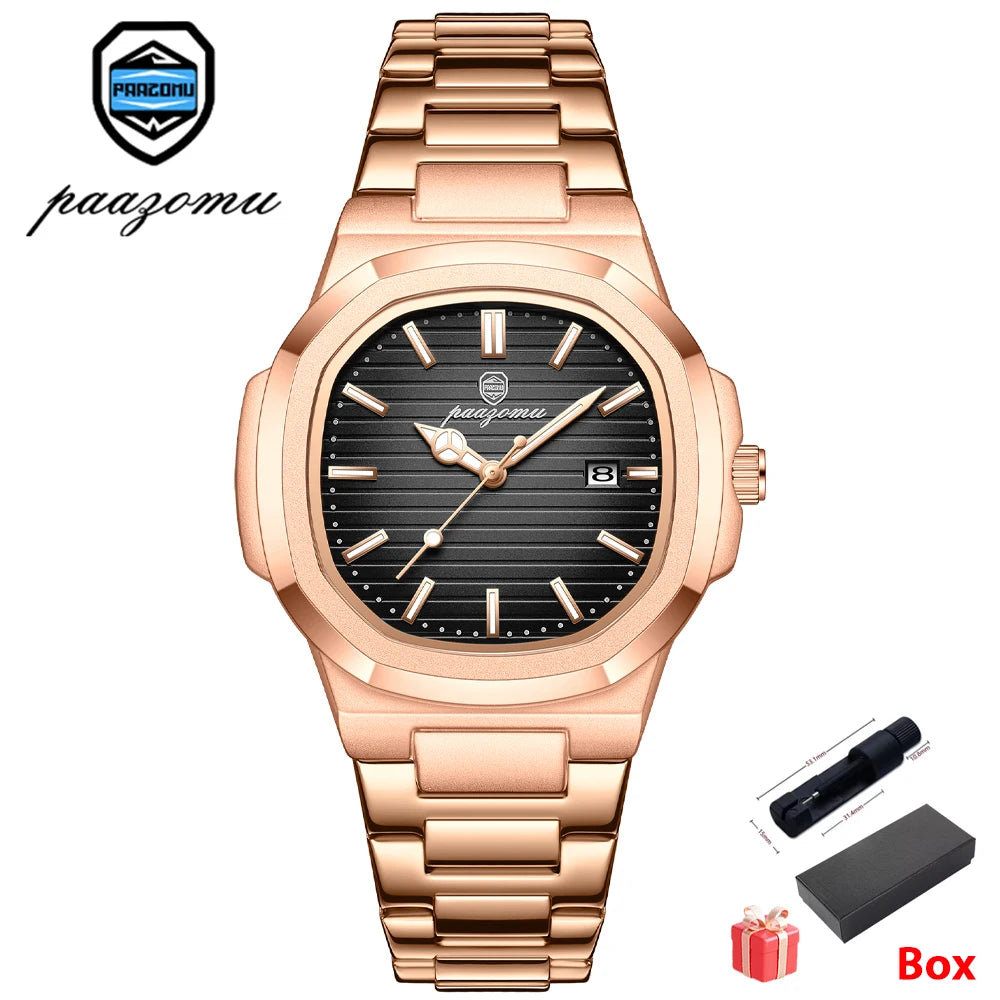 PAAZOMU — Montre Diver Carrée Lumineuse 5 Bars