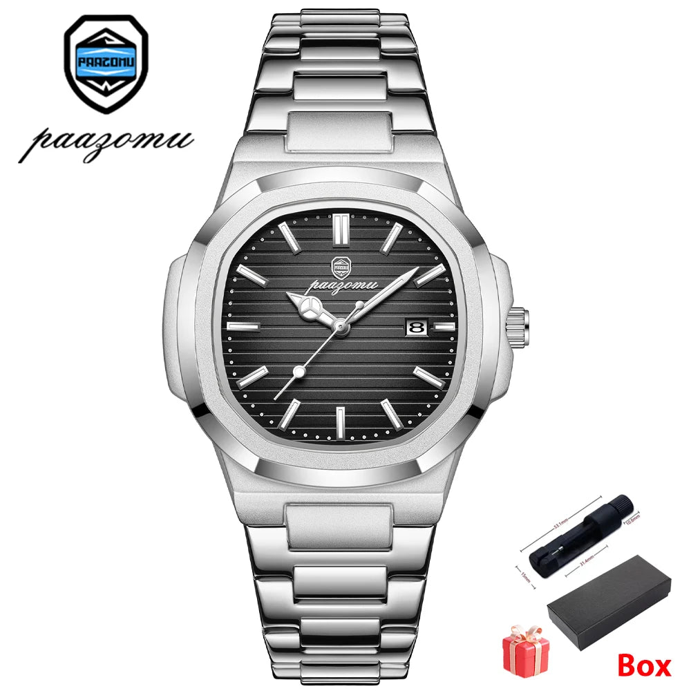PAAZOMU — Montre Diver Carrée Lumineuse 5 Bars