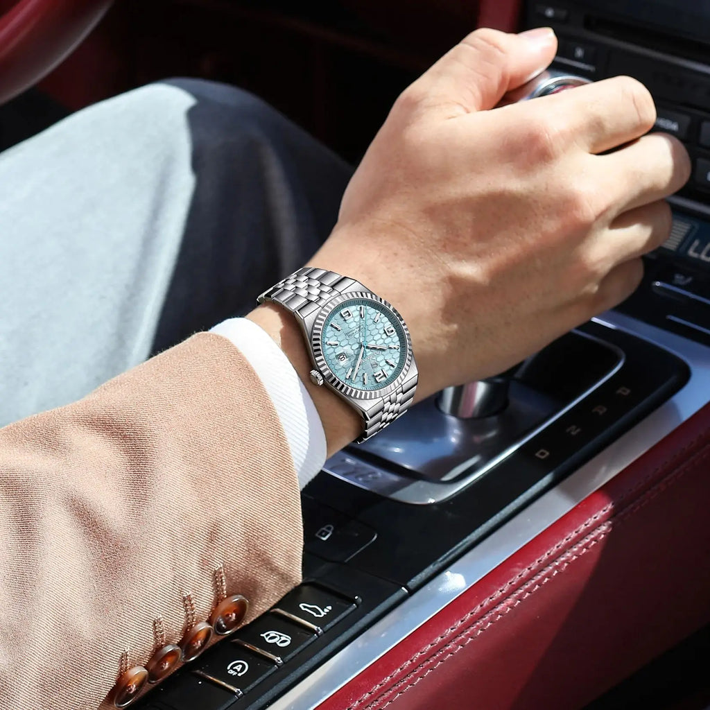 POEDAGAR — Montre Homme Lumineuse Acier Étanche