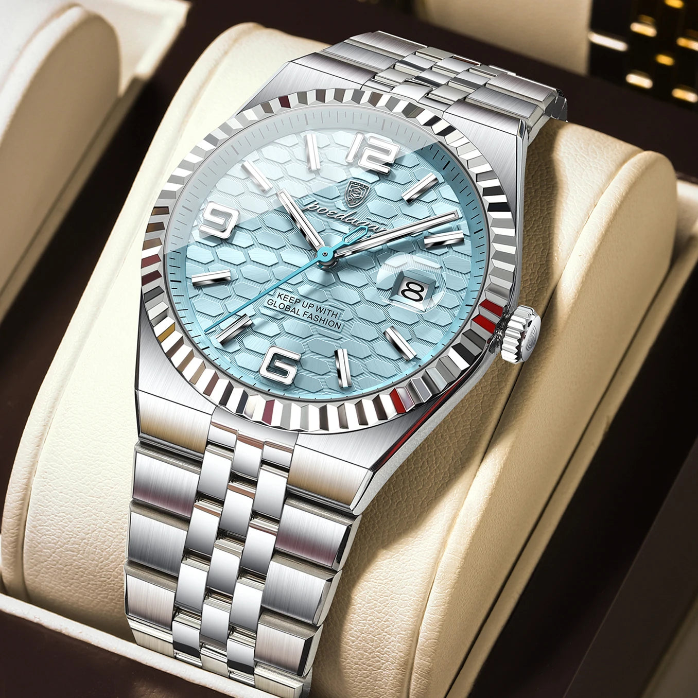POEDAGAR — Montre Homme Lumineuse Acier Étanche