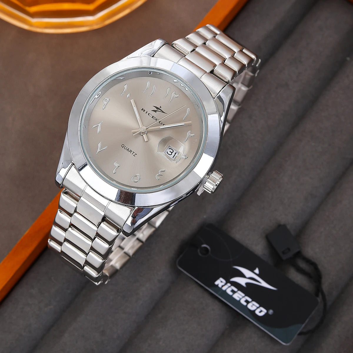 RICECGO — Montre Business Homme Calendrier Acier