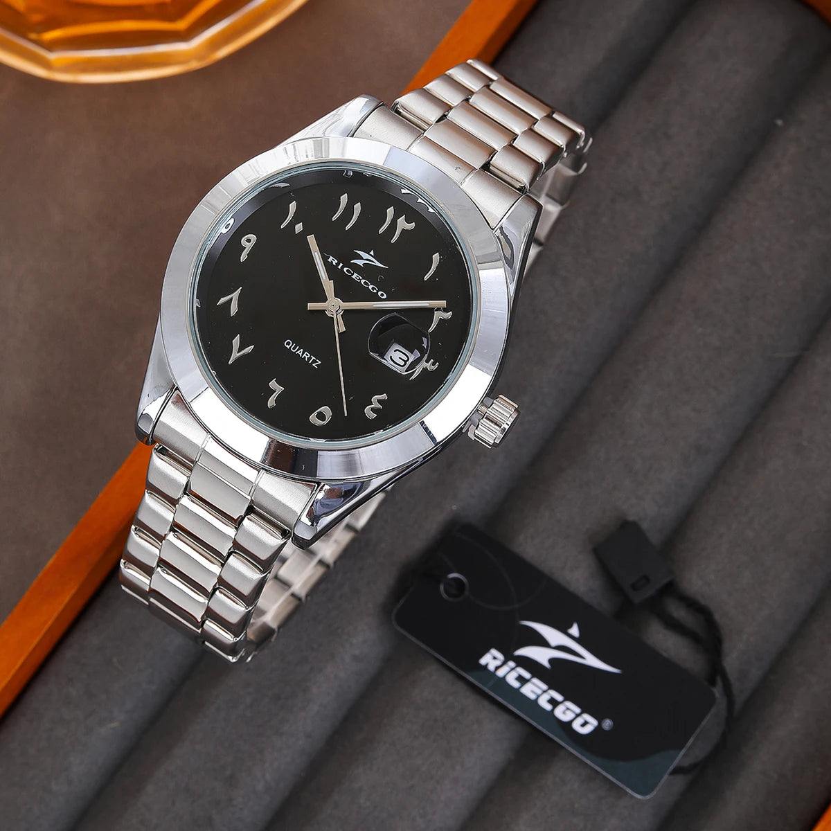 RICECGO — Montre Business Homme Calendrier Acier