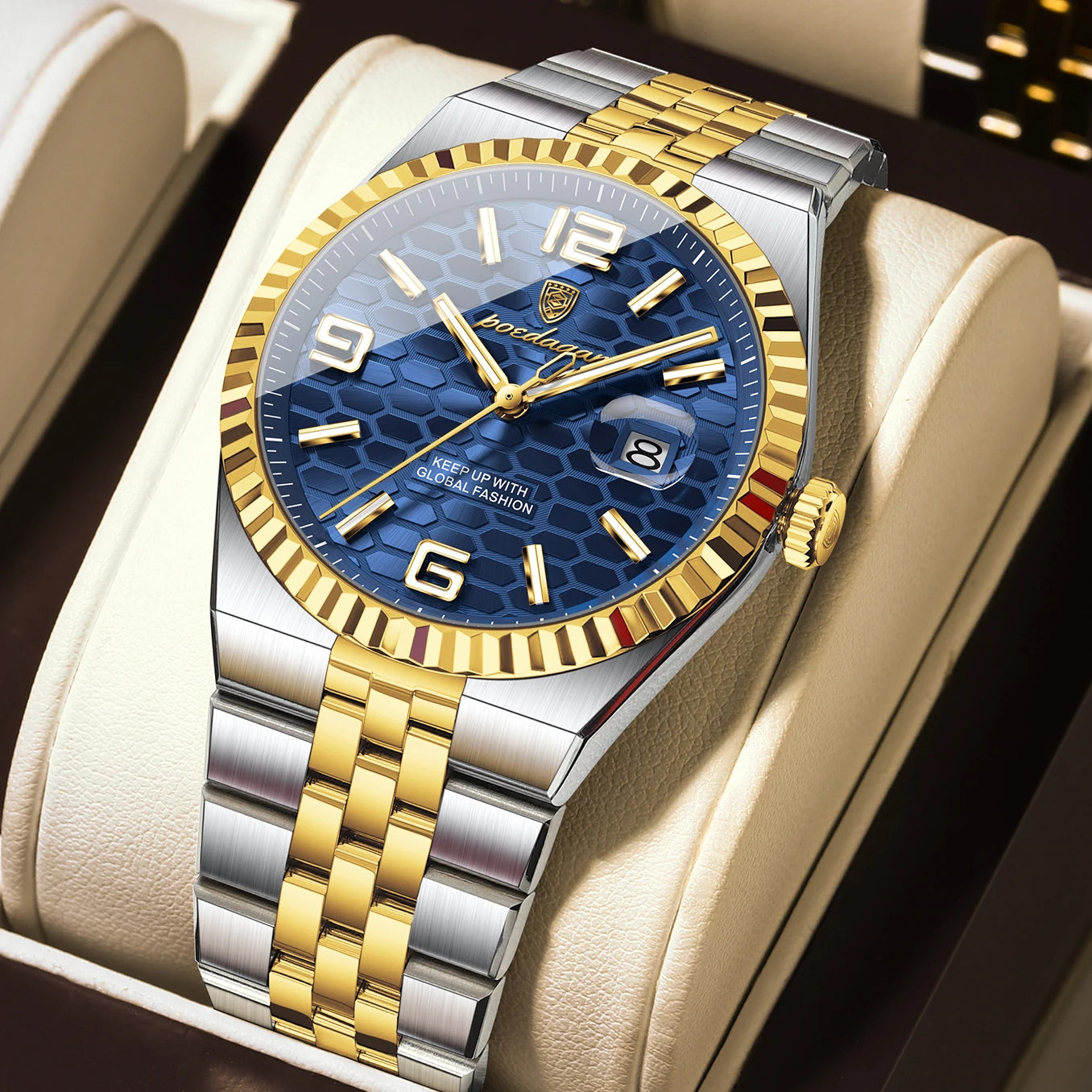 POEDAGAR — Montre Homme Lumineuse Acier Étanche